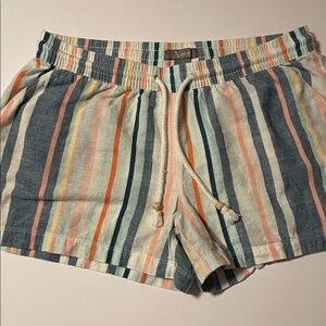 Natural Reflections Multicolor Striped Women’s Shorts - Blue, Coral, Mint